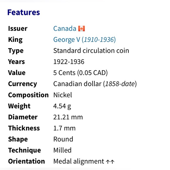 1926 FIVE CENTS CANADA - George V - Picture 3 of 6